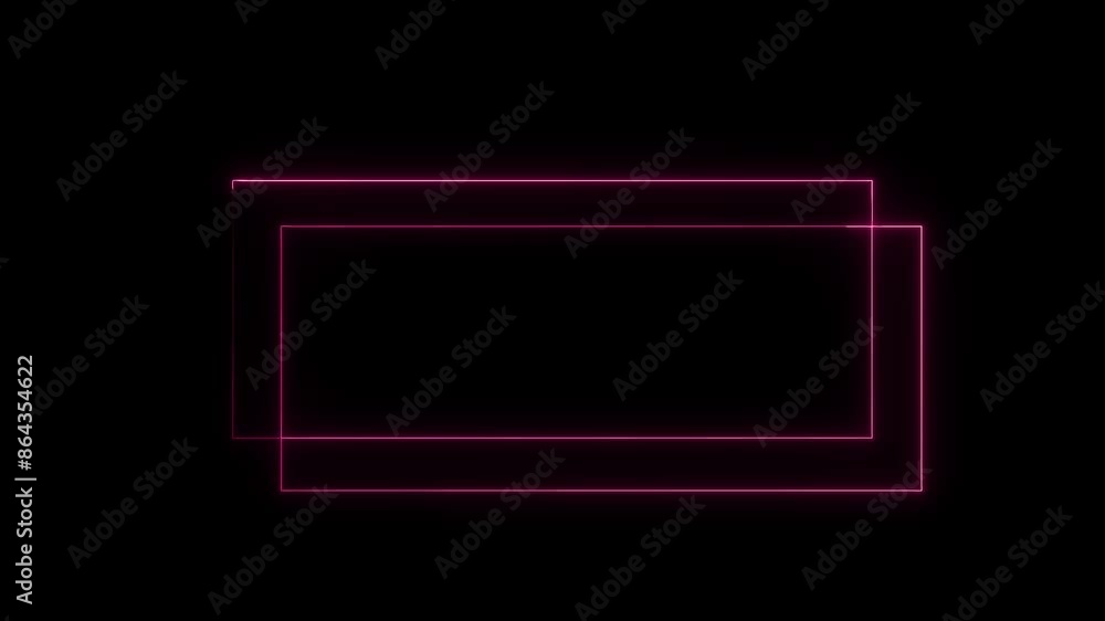 Poster neon abstract rectangle shape line animation in 4k video.