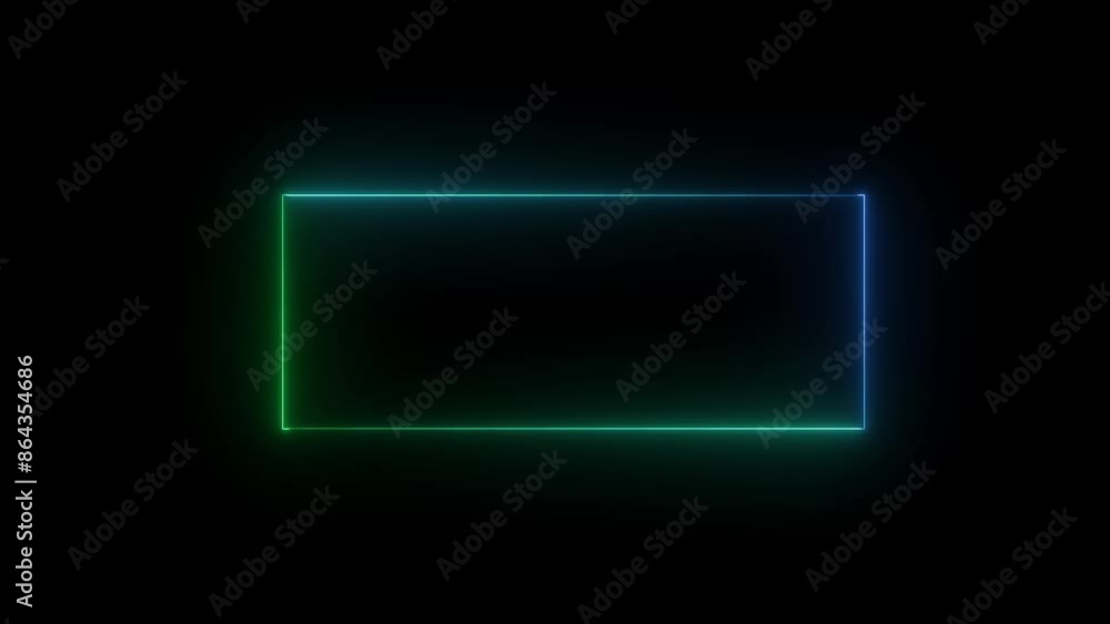 Poster neon abstract rectangle shape line animation in 4k video.