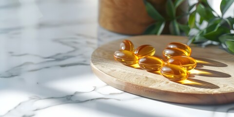Utilize natural dietary supplements such as collagen, biotin, and omega-3 for glowing skin. Concept Natural Dietary Supplements, Collagen, Biotin, Omega-3, Glowing Skin