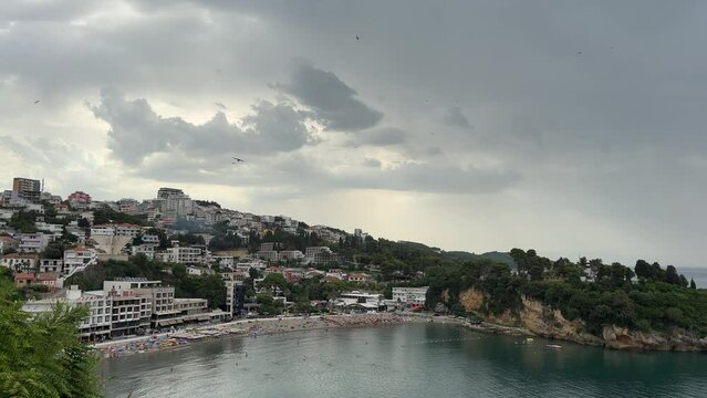 view of the city of Ulcinj, Adriatic sea in Montenegro