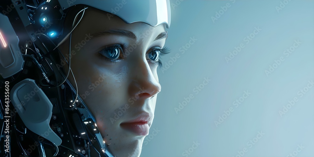 Poster exploring the synergy between human intelligence and artificial general intelligence. concept human 