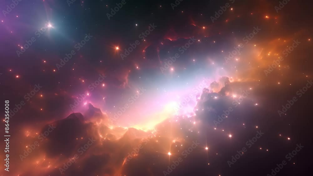 Poster cosmic nebula with stars and gas clouds generative ai