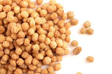Mini Ball Shaped Cinnamon Toast Flavored Breakfast Cereal Isolated on a White Background