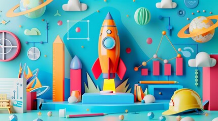Obraz premium An illustration of a vibrant workspace