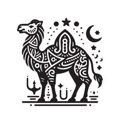 camel on a Black Silhouette Vector 