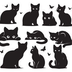 Cat Silhouette Vector Illustration 