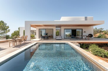 Fototapeta premium Modern Villa With Infinity Pool and Ocean Views in Spain