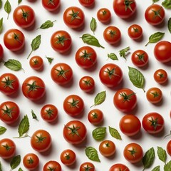 Creative layout made of fresh tomatoes on white background. Flat lay, top view.
