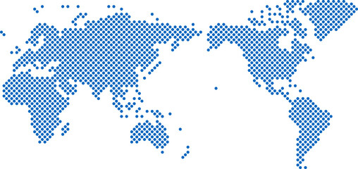 Circle shape world map on white background.