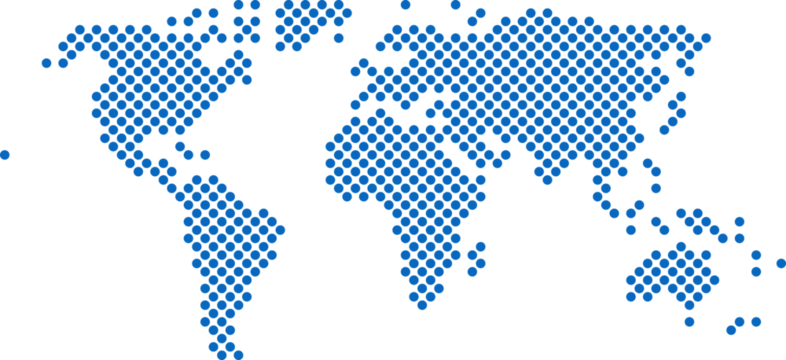 Circle shape world map on white background.