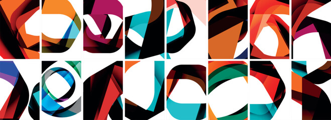 Collection of abstract background with waves, colorful shapes and 3d shadow effect. Vector Illustration For Wallpaper, Banner, Background, Card, Book Illustration, landing page