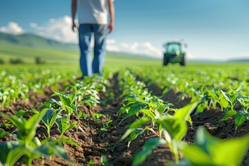 A Man Walking Through a Lush Green Field