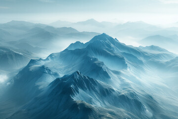 Fototapeta premium Clean, elegant view of an alien mountain range with unusual peaks,