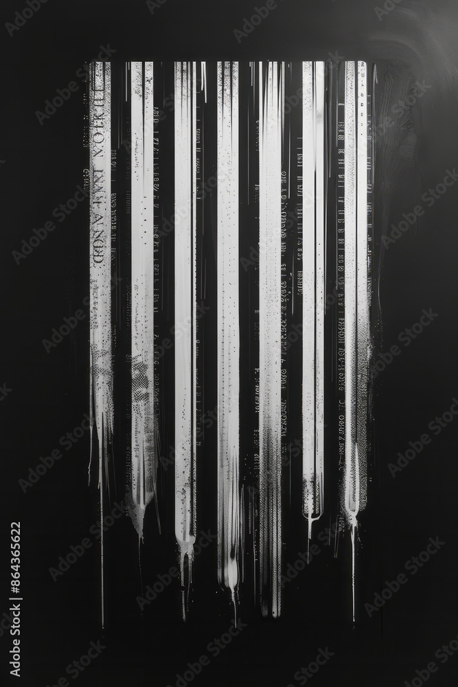 Poster Minimalist illustration of a barcode with lines transforming into binary code,