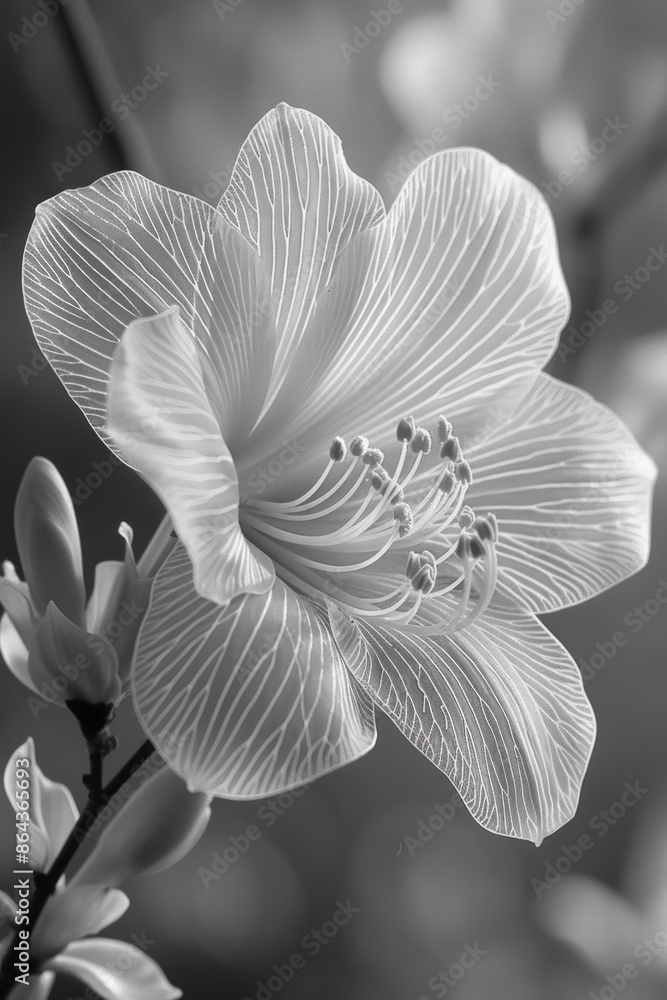 Poster simple line art of a barcode flower with petals made from barcode lines,