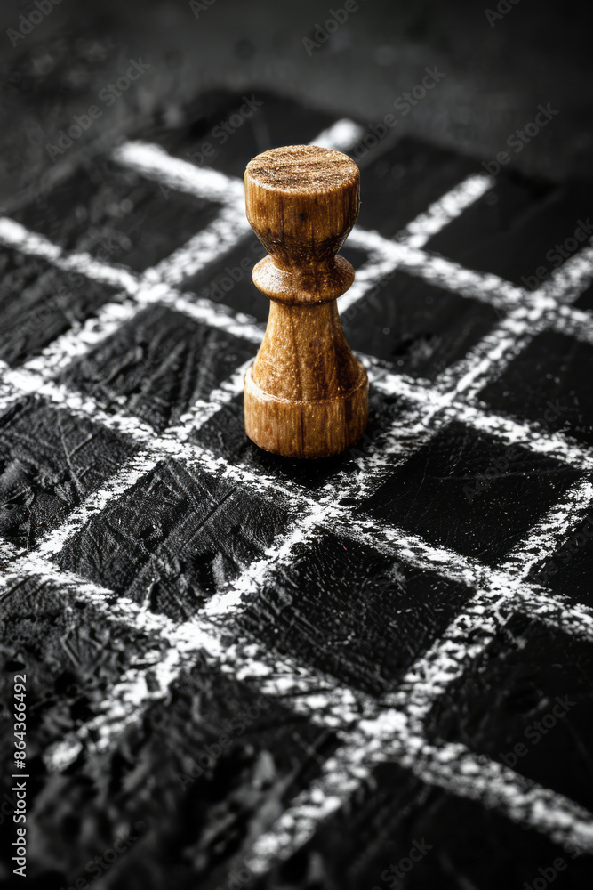 Fototapete minimalist tic-tac-toe board with lines made of simple pencil strokes and markers as tiny sketches,