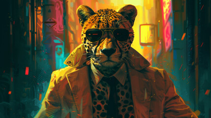 Fototapeta premium Stylish Cheetah in Fantasy Jungle 