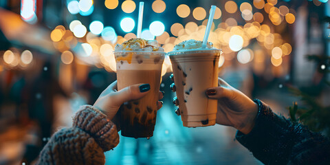 Ice coffee in your hands
