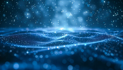 Abstract digital background with a blue color palette. Blue bokeh with 