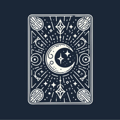 Simple Minimalist Geometric Line Art Tarot Card Design Collection