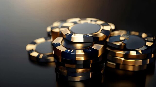 Poker chips in slow motion highlighting luxury and high stakes in a casino environment