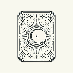 Simple Minimalist Geometric Line Art Tarot Card Design Collection