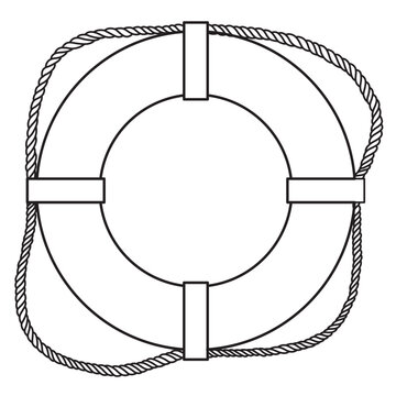 recommend clip art: Lifebuoy Vector illustration. Linear Drawing of round life Preserver for icon or logo. Etching of Ring for safety in a sea on isolated background. Nautical black line art with rope.
