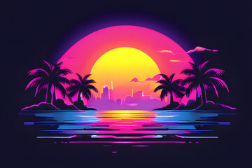 This retro background explodes with a vibrant sunburst reminiscent of 80s and 90s pop culture. Neon gradients and bold colors create a dazzling backdrop for your next cyberpunk or disco-themed project