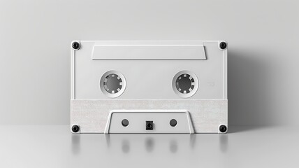 Obraz premium White audio cassette tape mockup on light gray background