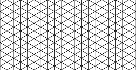 Geometric seamless background. Black and white abstract pattern. Triangle Wallpaper. Isometric grid template