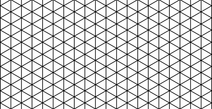 Geometric seamless background. Black and white abstract pattern. Triangle Wallpaper. Isometric grid template
