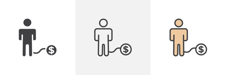 Debt icon symbol collection on white background.