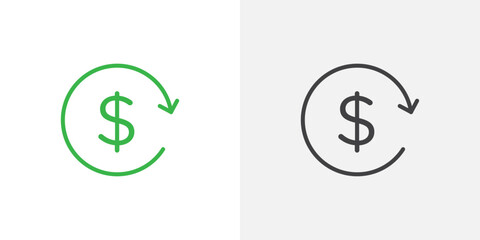 Refund icon symbol collection on white background.