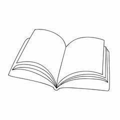 Open book one line art vector illustration, isolated white background (13)