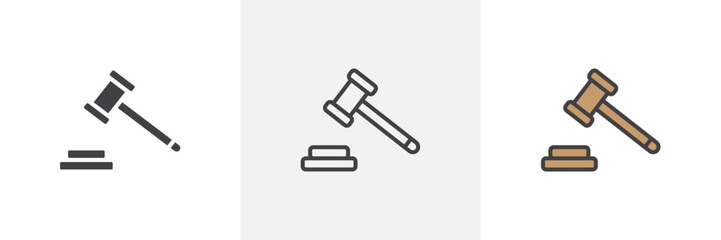 Auction icon symbol collection on white background.