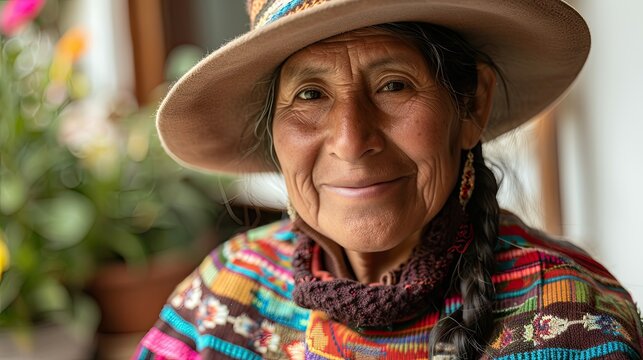 Portrait of a Peruan lady with traditional dress
