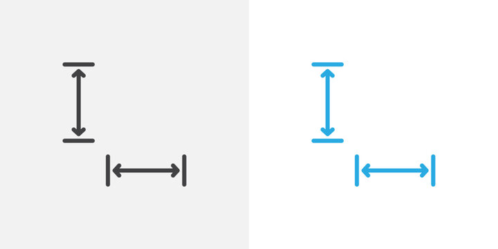 Height and width icon symbol collection on white background.