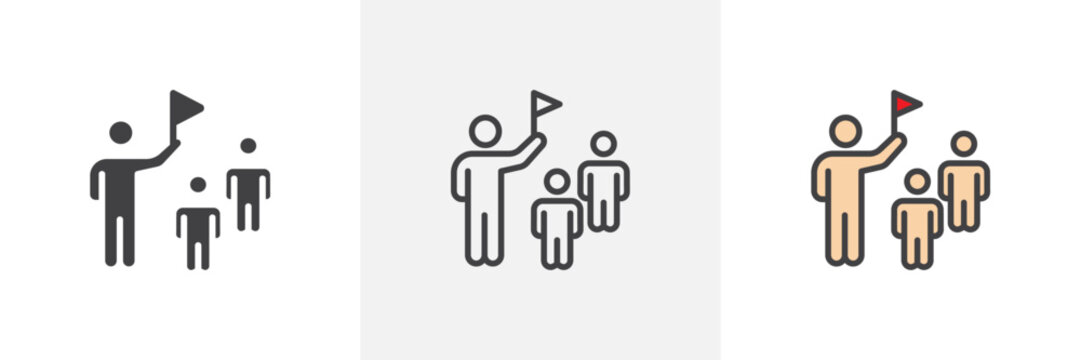 Tour guide people icon symbol collection on white background.