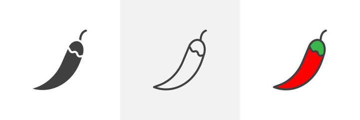 Pepper icon symbol collection on white background.