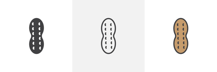 Peanut icon symbol collection on white background.
