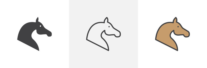 Horse icon symbol collection on white background.