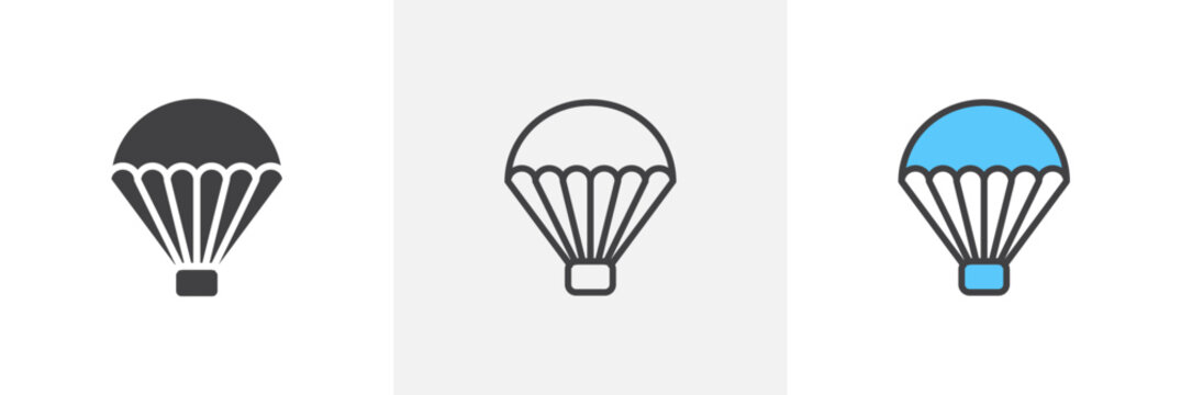 Parachute icon symbol collection on white background. - Powered by Adobe