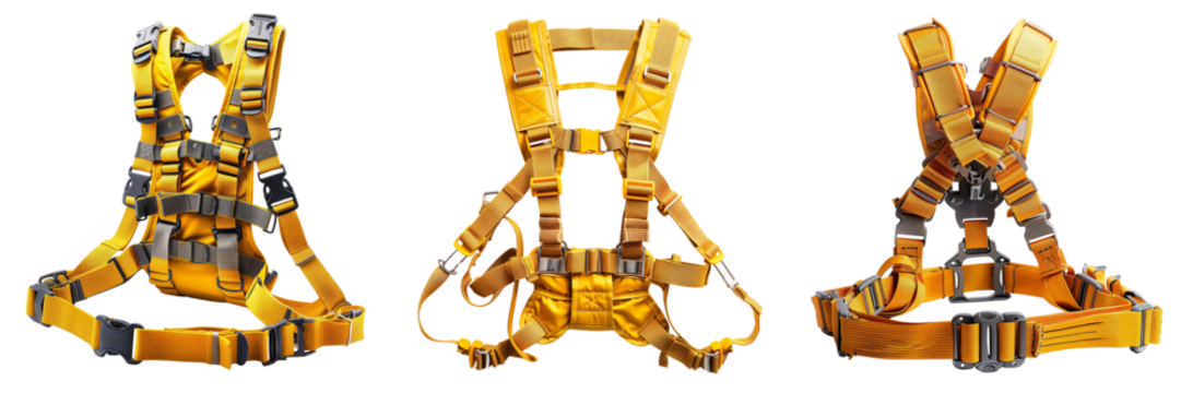 set of engineers safety harness on transparent background