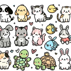 Fototapeta premium set of pet animals