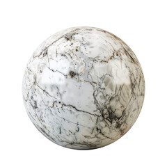 Round Marble Sphere Isolated on White PNG Transparent Background