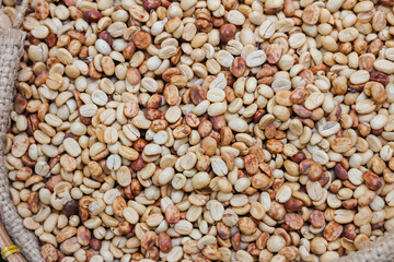 Farmers harvest coffee beans and dry them in the sun to reduce moisture in the coffee beans and wait for sorting to enter the coffee roasting process to meet the required standards before exporting.