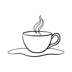 Tea Cup Line art vector illustration , outline tea cup isolated white background (31)