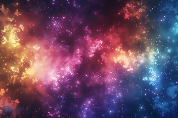 Naklejka premium Vibrant fireworks illuminate starry sky in festive celebration with colorful explosions at night