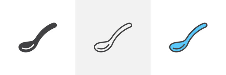 Spoon icon symbol collection on white background.