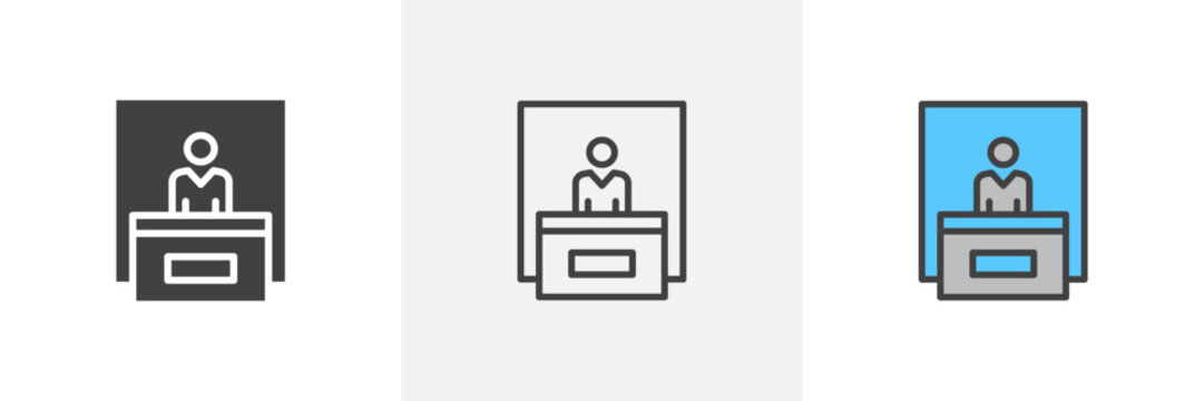 Exhibitor icon symbol collection on white background.